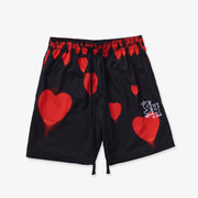 LOVE LOST POLYESTER SHORTS (BLACK/RED)