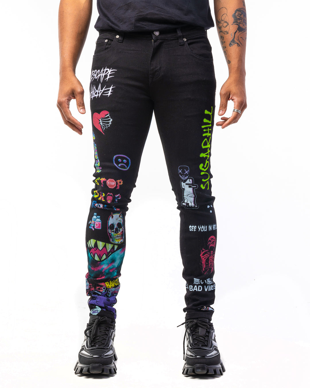 パンツ SUGARHILL SPLATTER DENIM PANTS 1 GALAXY JEANS (GREEN/PINK PAINT) – Sugarhill